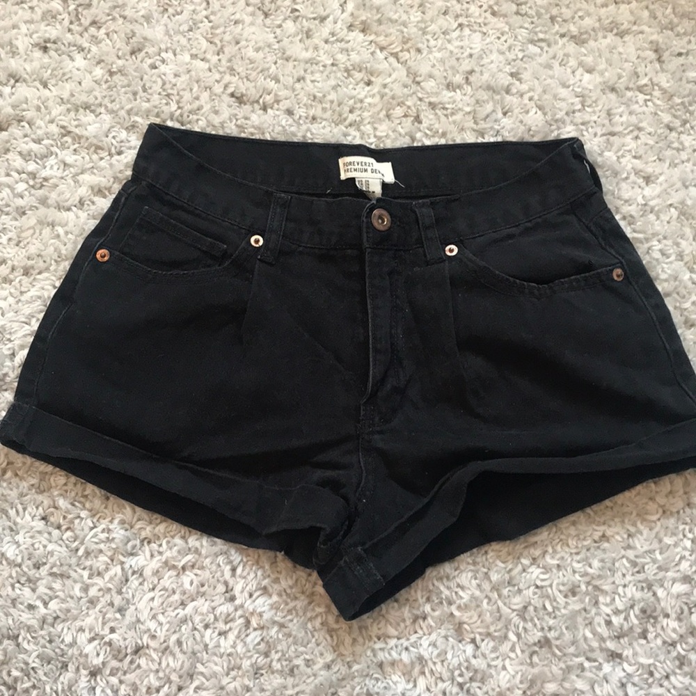 Black High Waisted Jean Shorts